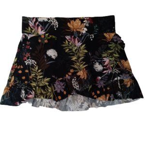 Ruffle Trim Multicolor Botanical Floral Print Cover Up Swim Ski…